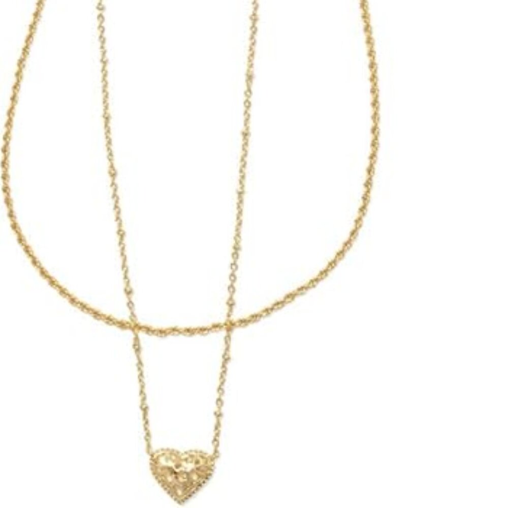 Kendra Scott Anna Gold Heart FiligreeMulti Strand Necklace/NWT - Picture 2 of 11